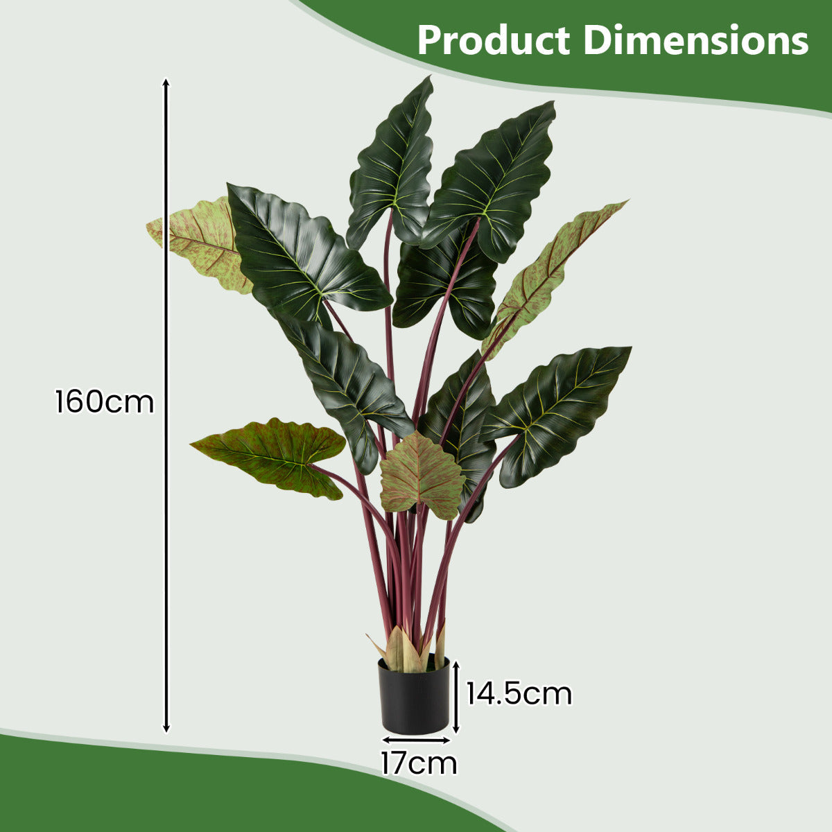 Artificial Rainbow Taro Tree 160cm Tall Fake Pre-potted Plant-1 Pack