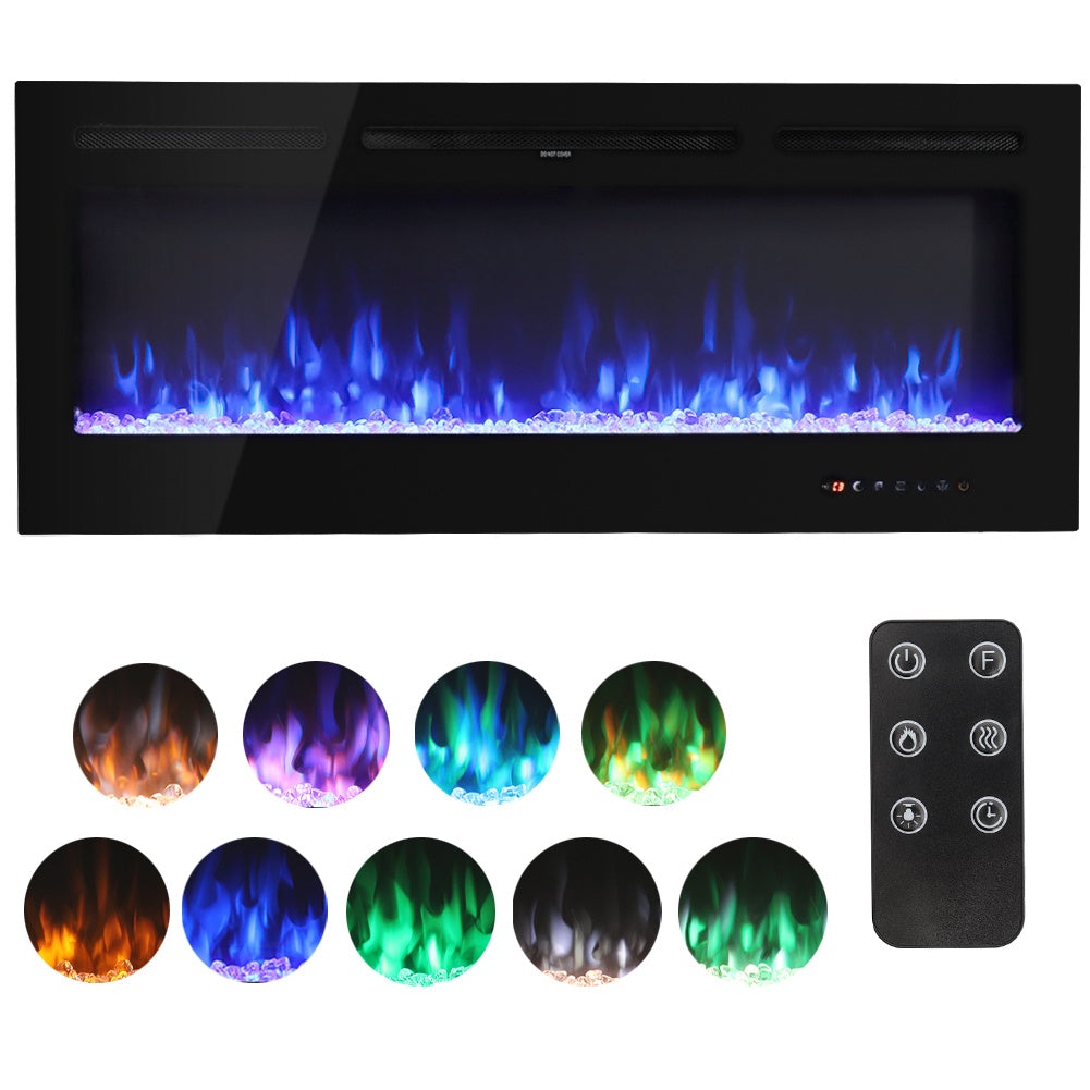60 Inch Wall Mounted Fireplaces 1500W Insert Modern Electric Fireplace Heater
