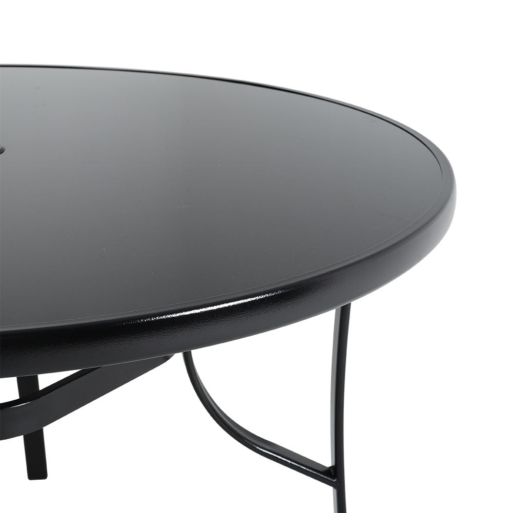 Patio Garden Dining Table with Umbrella Hole Glass Garden Table