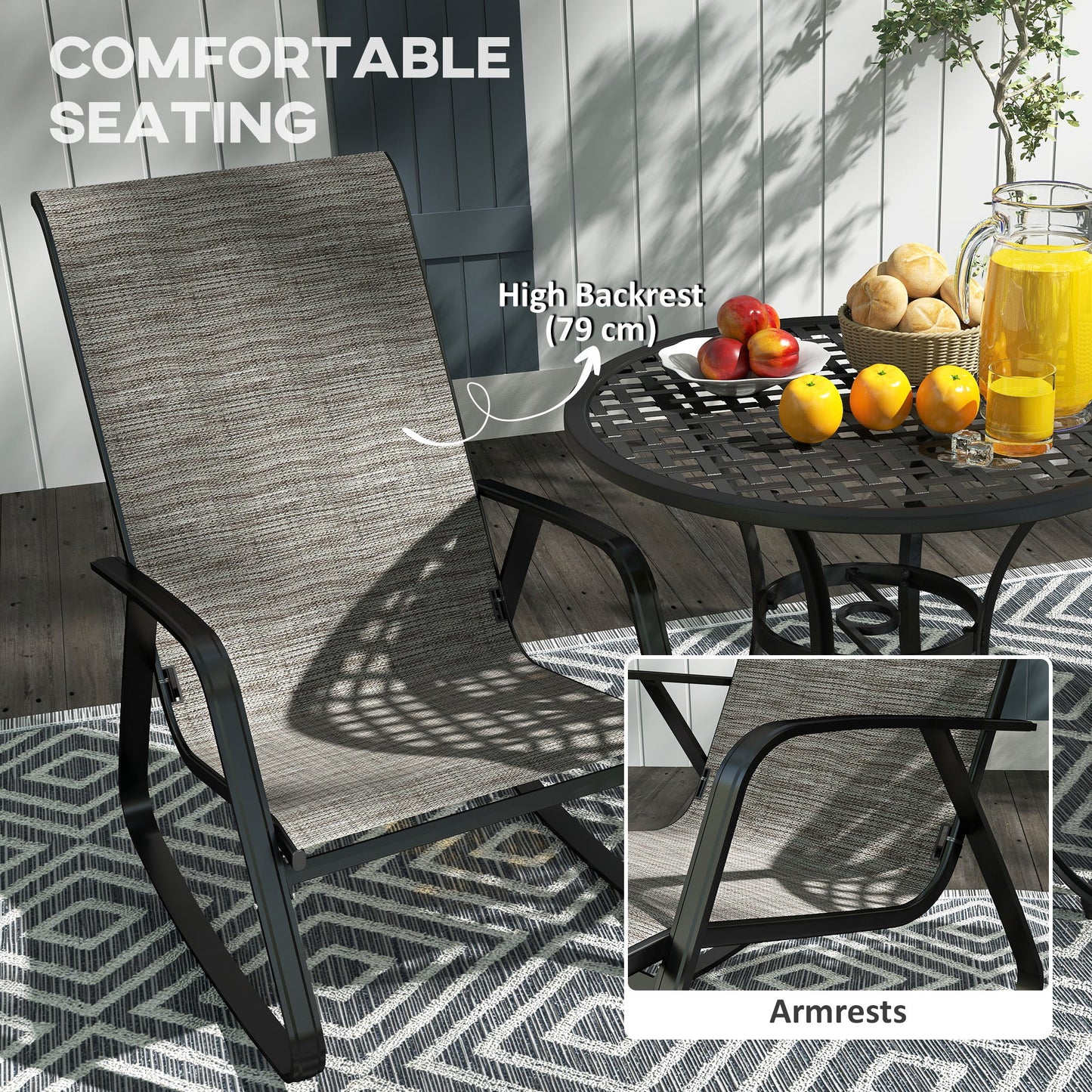 Outsunny Rocking Garden Chair - Light Brown