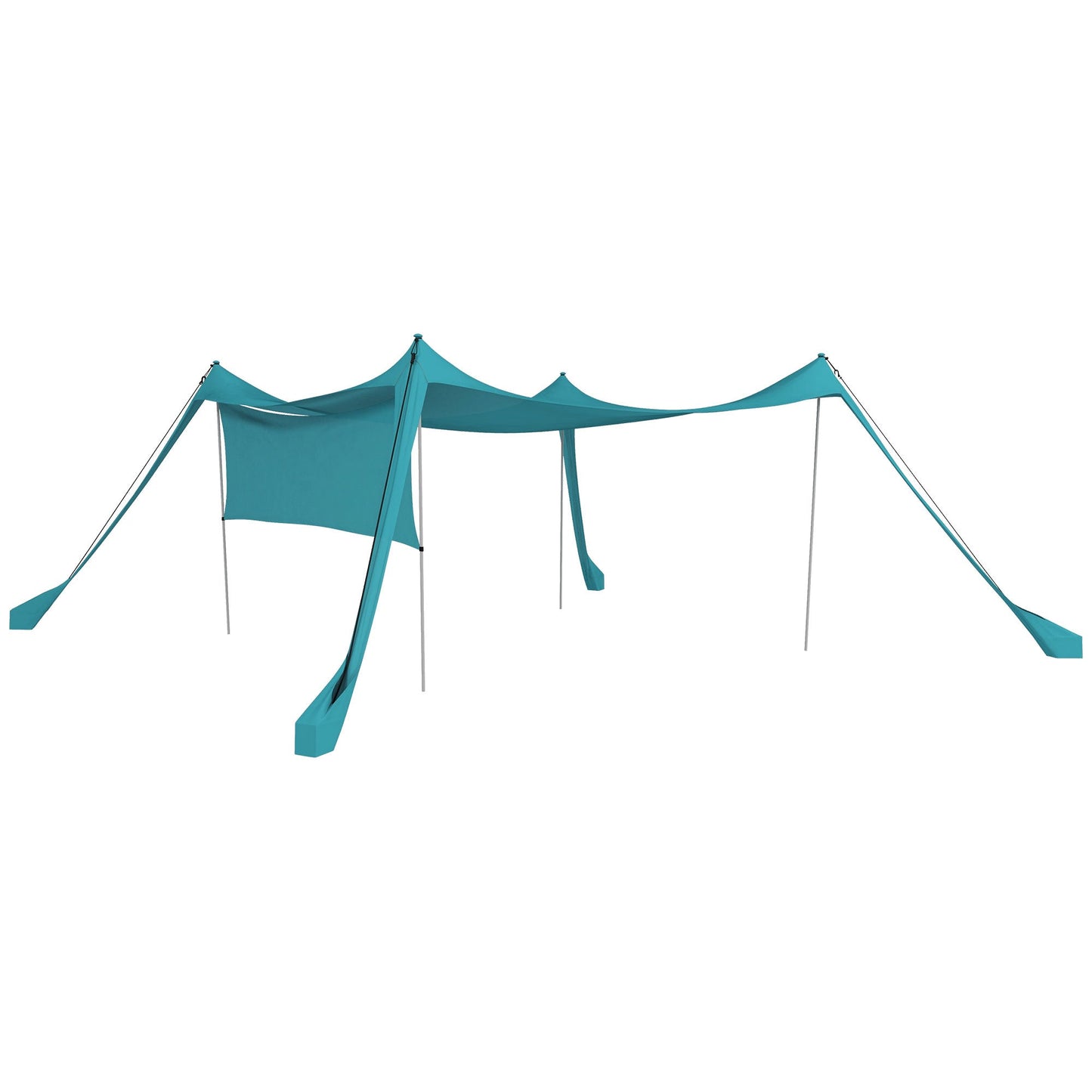 Outsunny Beach Tent Event Shelter z odpinaną ścianą boczną i torbą transportową, na kemping, wycieczki, wędkowanie, pikniki, kolor błękitny