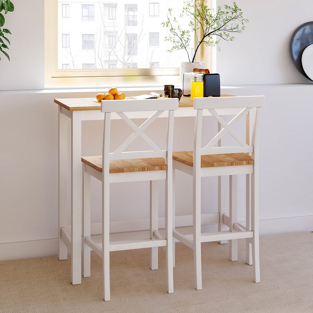 Rustic Wooden Bar Table and Stools Set