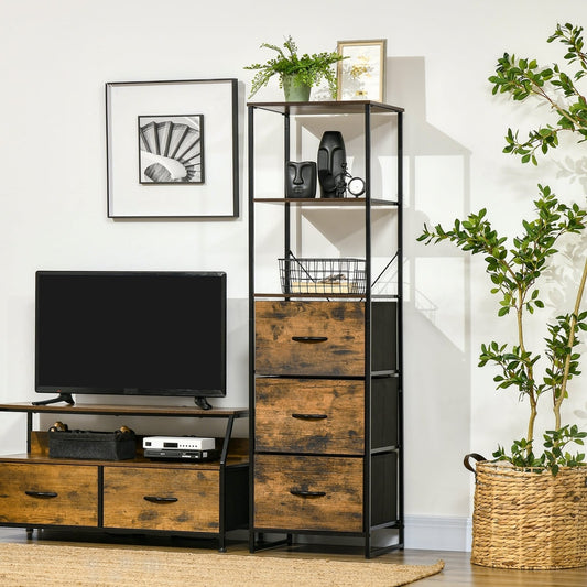 HOMCOM Industrial Storage Cabinet in Rustic Brown, image 2
