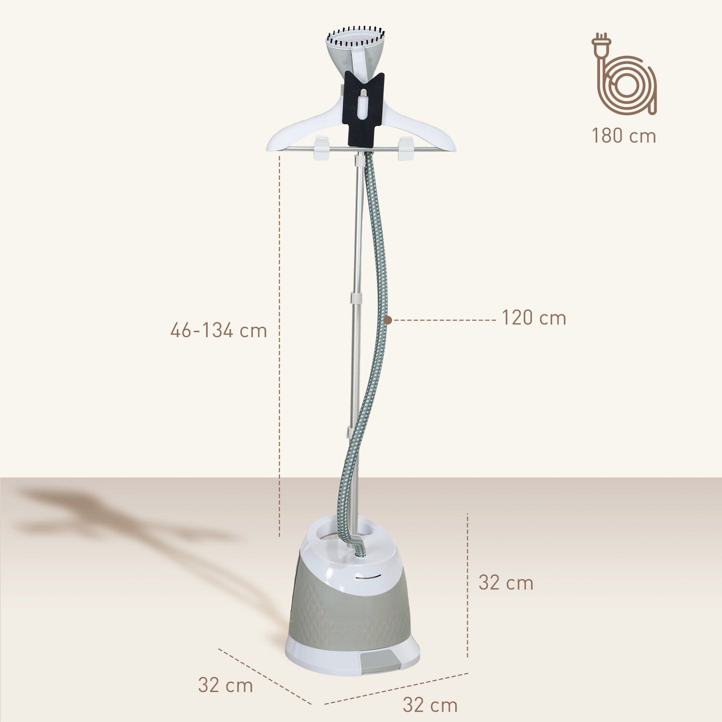 Parownica stojąca HOMCOM 1800W z akcesoriami - szara