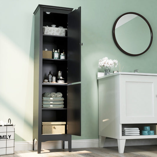 Tall Narrow Bathroom Cabinet-Black