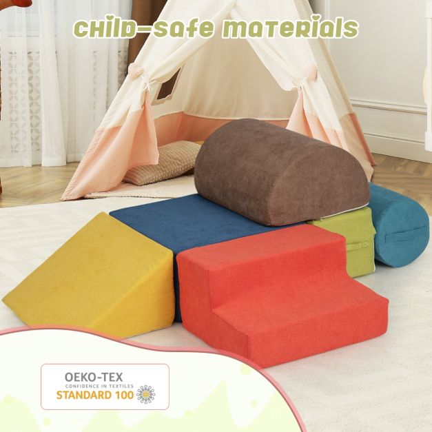 6-Piece Baby Climbing Blocks Kids Indoor Soft Play Structure-Multicolour