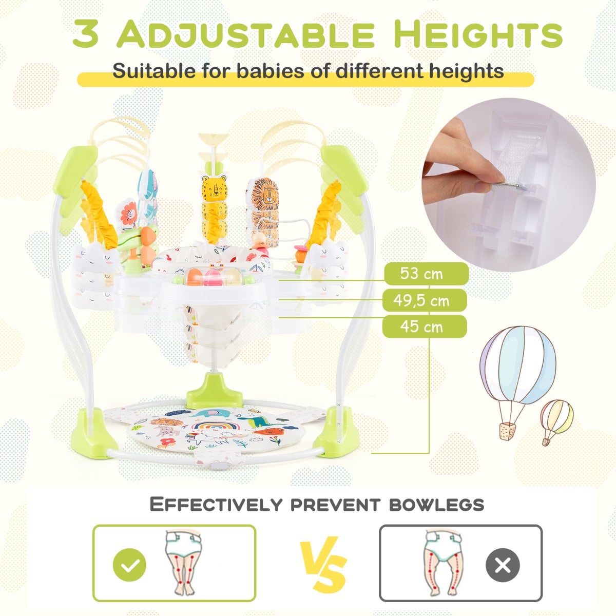 Baby Stationary Activity Center with 360° Rotary Seat and 3 Adjustable Heights for 6 Months+-Yellow