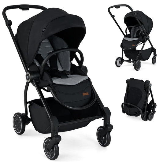 Baby Stroller with Reversible Seat Foldable Infant Pram Stroller-Black