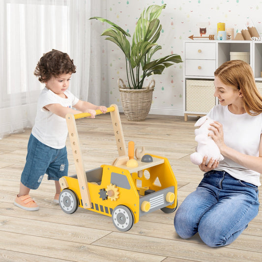 Toddler Push Walker with Adjustable Speed and Bottom Storage-Yellow