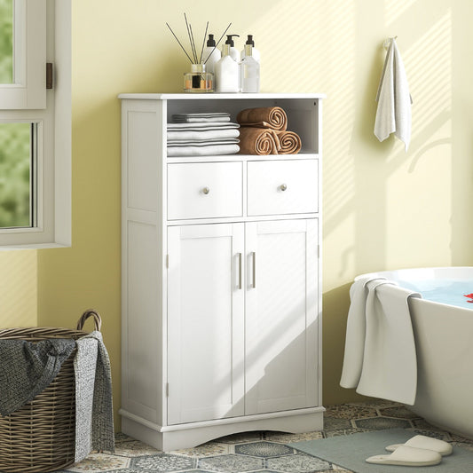 Bathroom Floor Cabinet with 2 Doors and 2 Adjustable Shelves for Bathroom-White