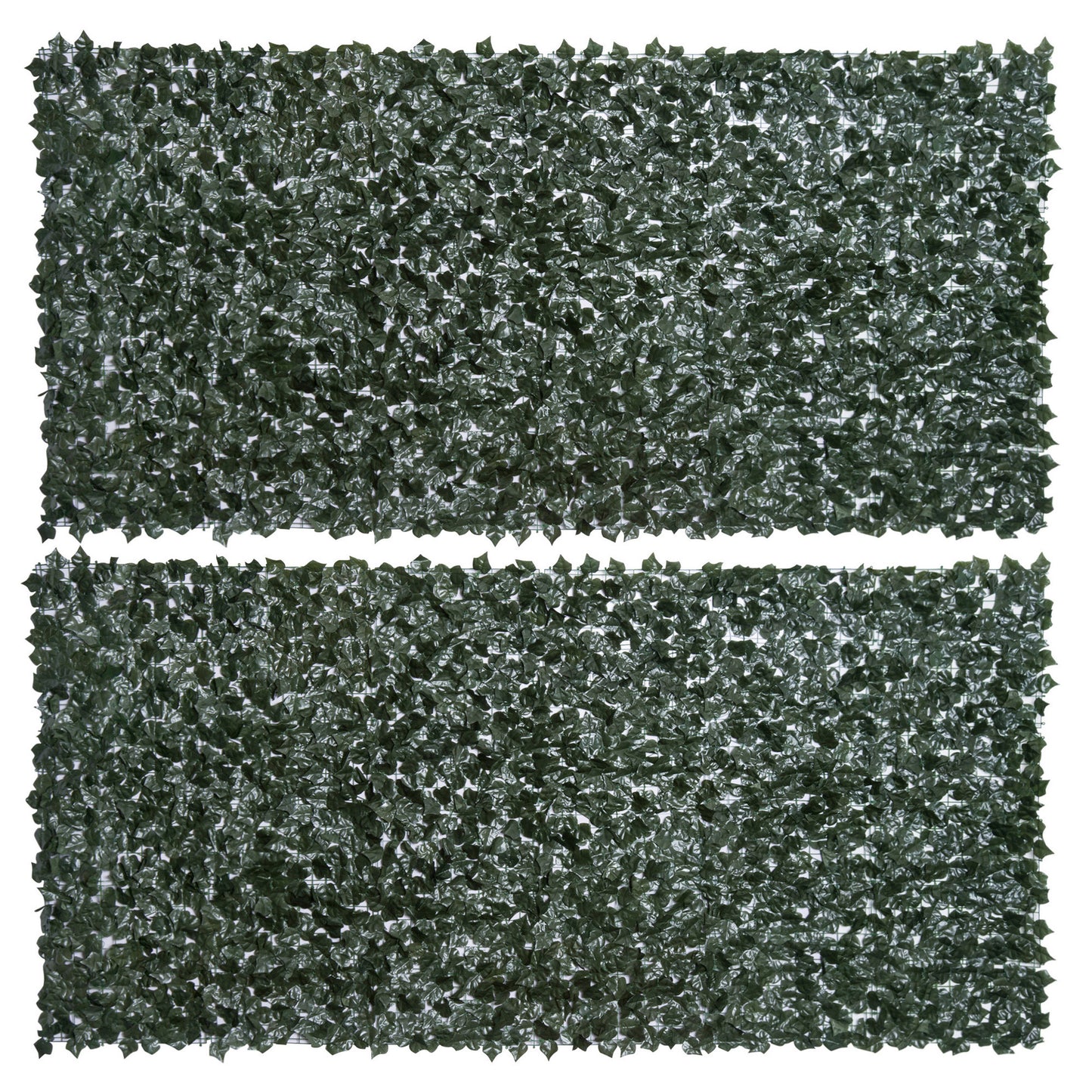 Outsunny 2-częściowy sztuczny żywopłot z liści Panel ogrodzenia prywatności do ogrodu, na zewnątrz, dekoracja wewnętrzna, ciemnozielony, 3M x 1,5M