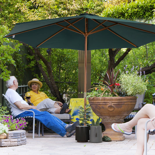 Outsunny 3(m) Wooden Patio Umbrella in Dark Green, image 2