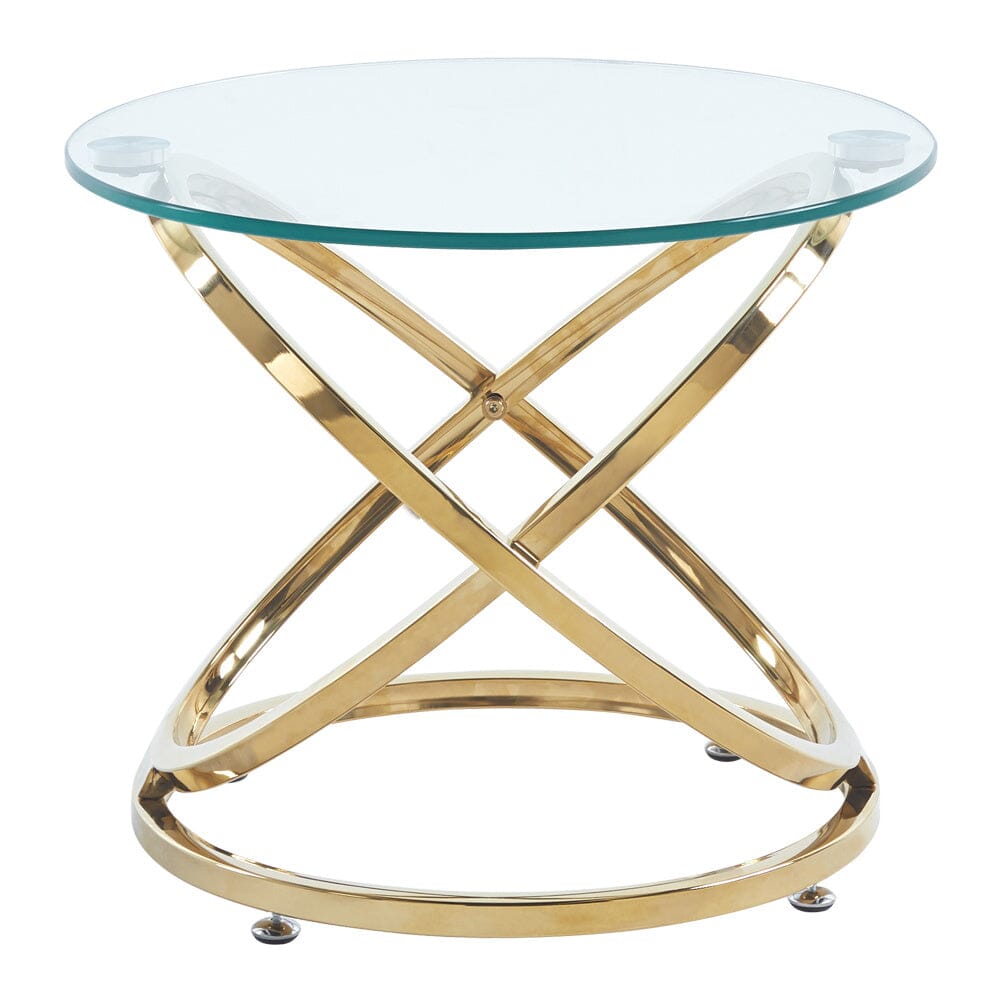 Tempered Glass Top Round Coffee Table for Living Room