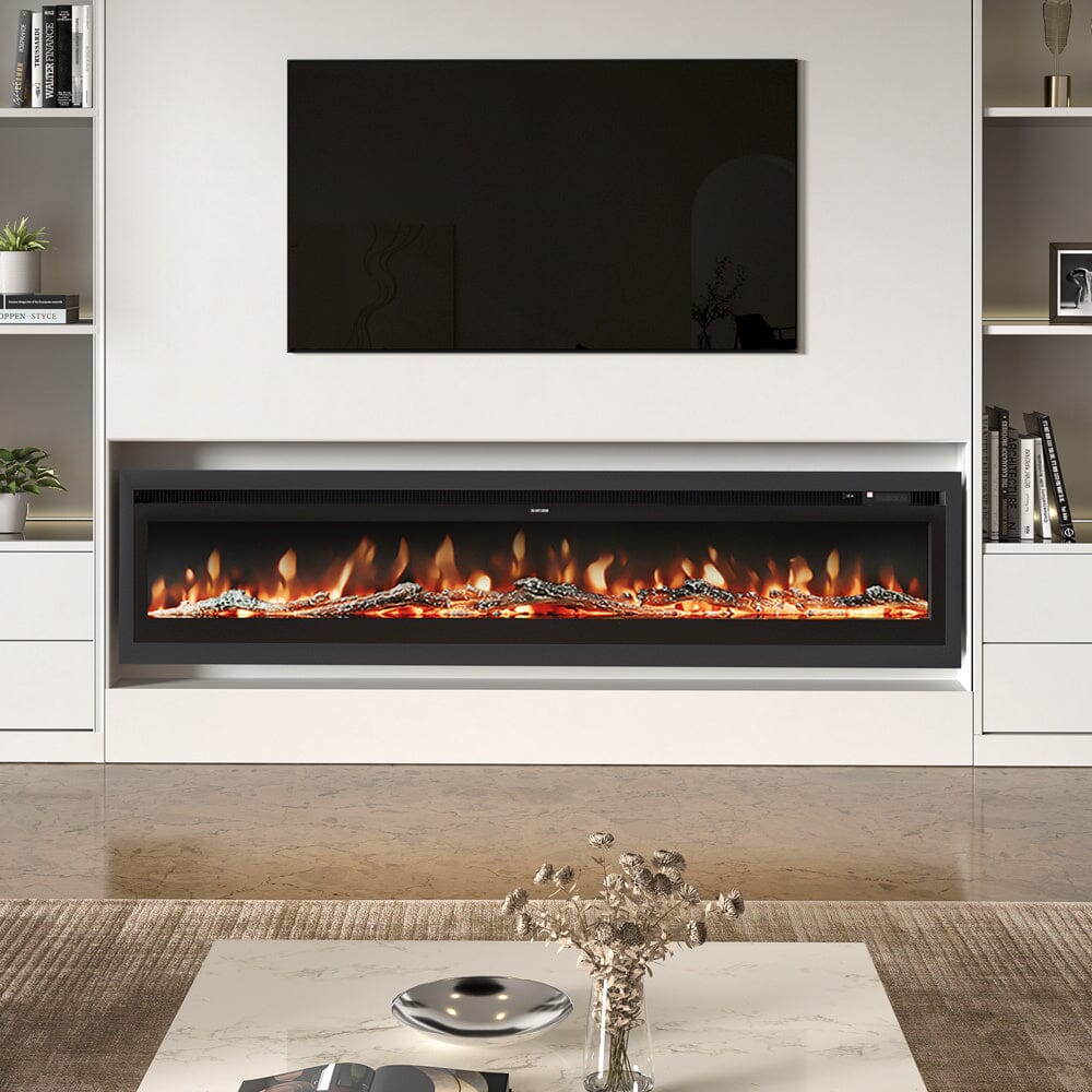 40/50/60/70/80 Inch Electric Fireplace 9 Colour LED Flame Effect Heater With Remote Control