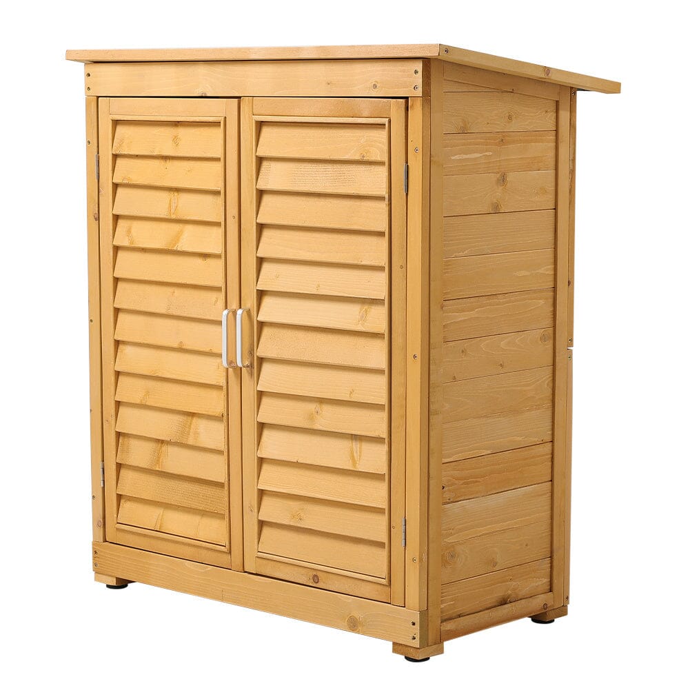 97cm H Outdoor Solid Wood Storage Cabinet Garden Tool Shed