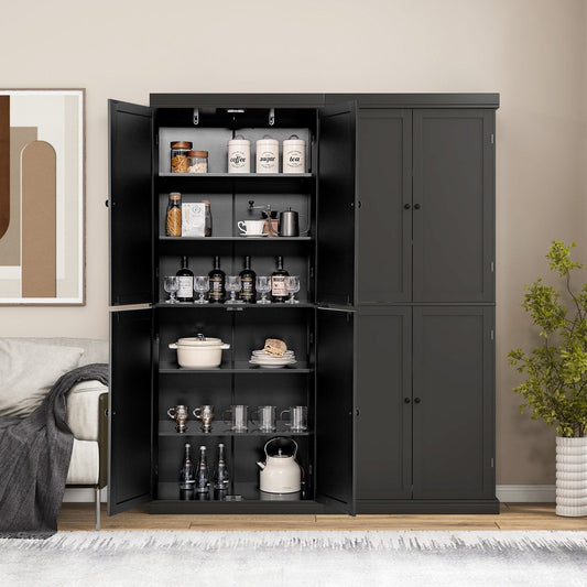 4 Door Freestanding Kitchen Pantry Buffet Cabinet-Black