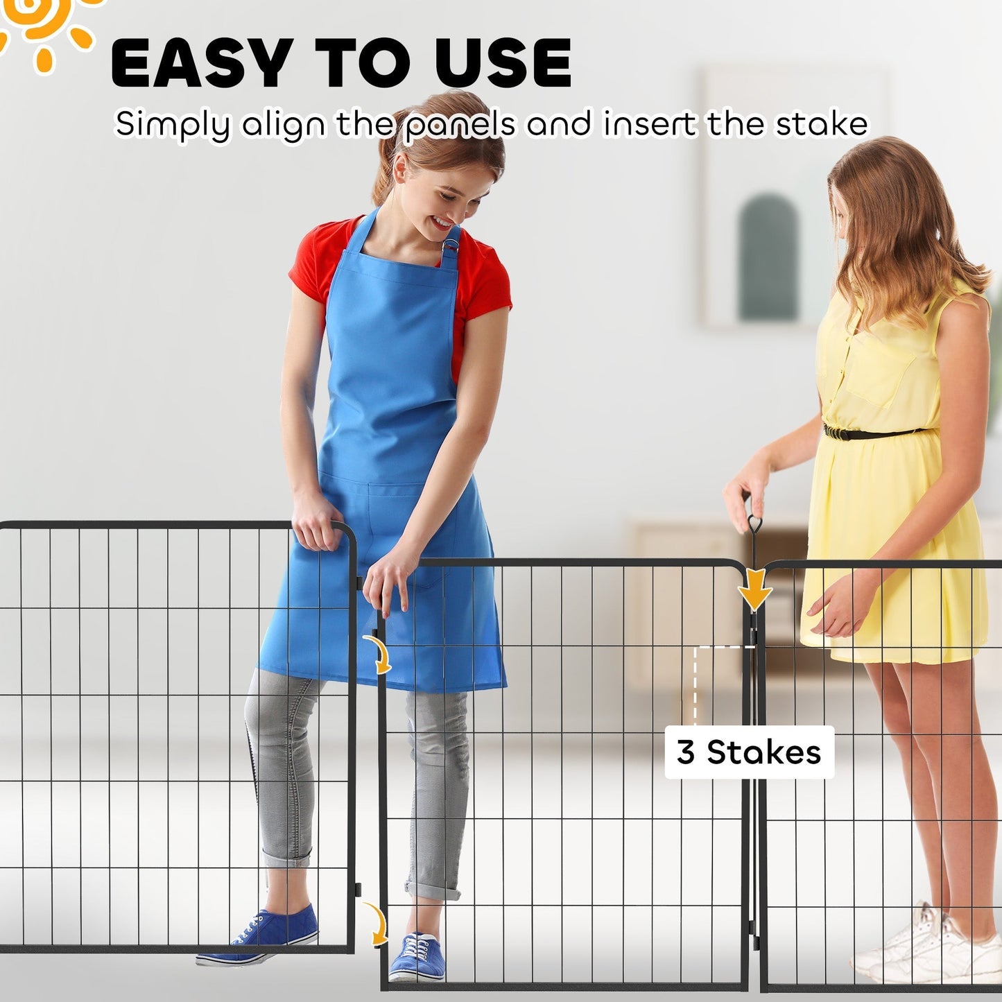 PawHut Two-Piece Dog Pen Expansion Pack for Medium Dogs, 80cm Tall Animal Pen with Three Connecting Stakes
