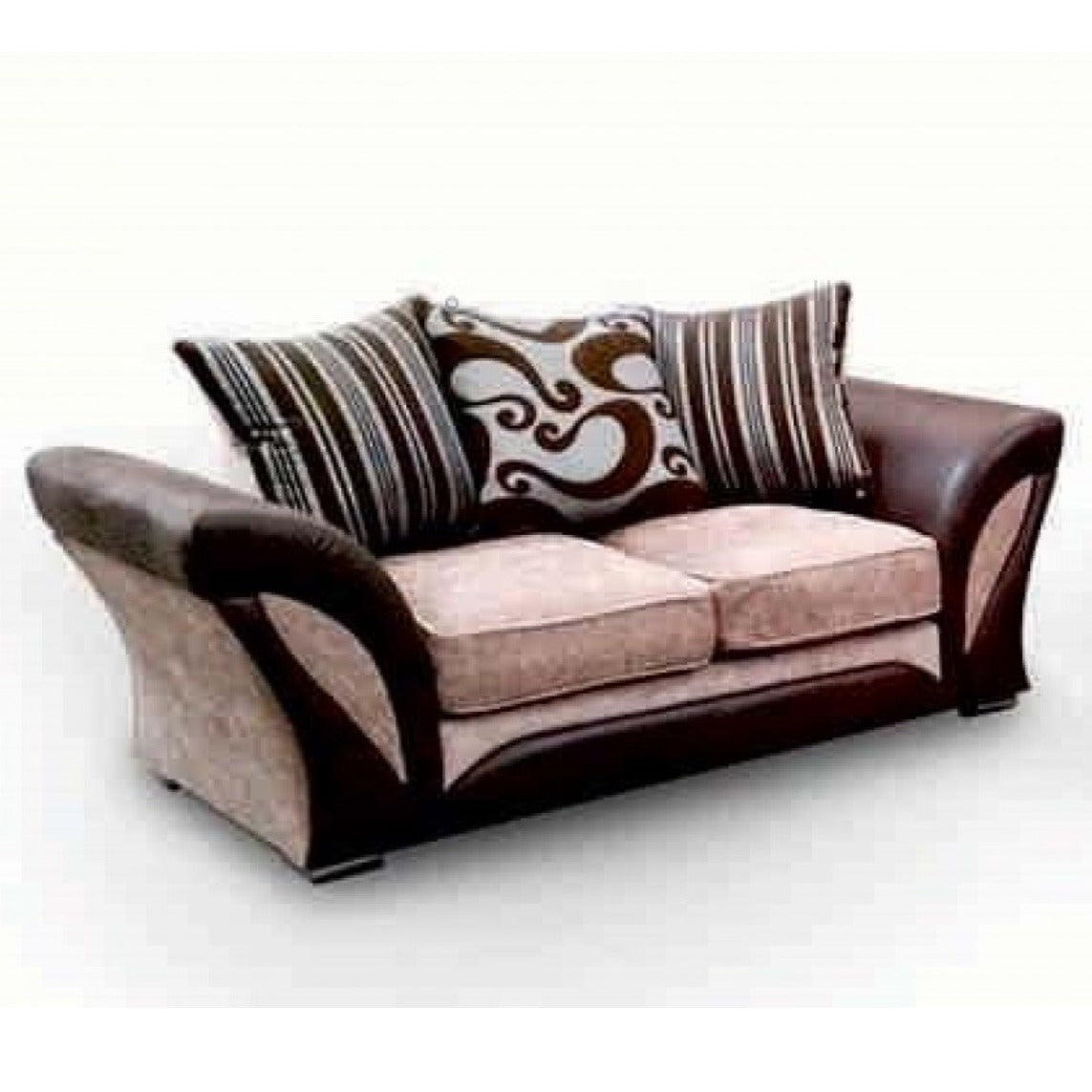 Sparrow Chenille Fabric 3+2 Seater Sofa Set - Black & Grey / Brown & Beige