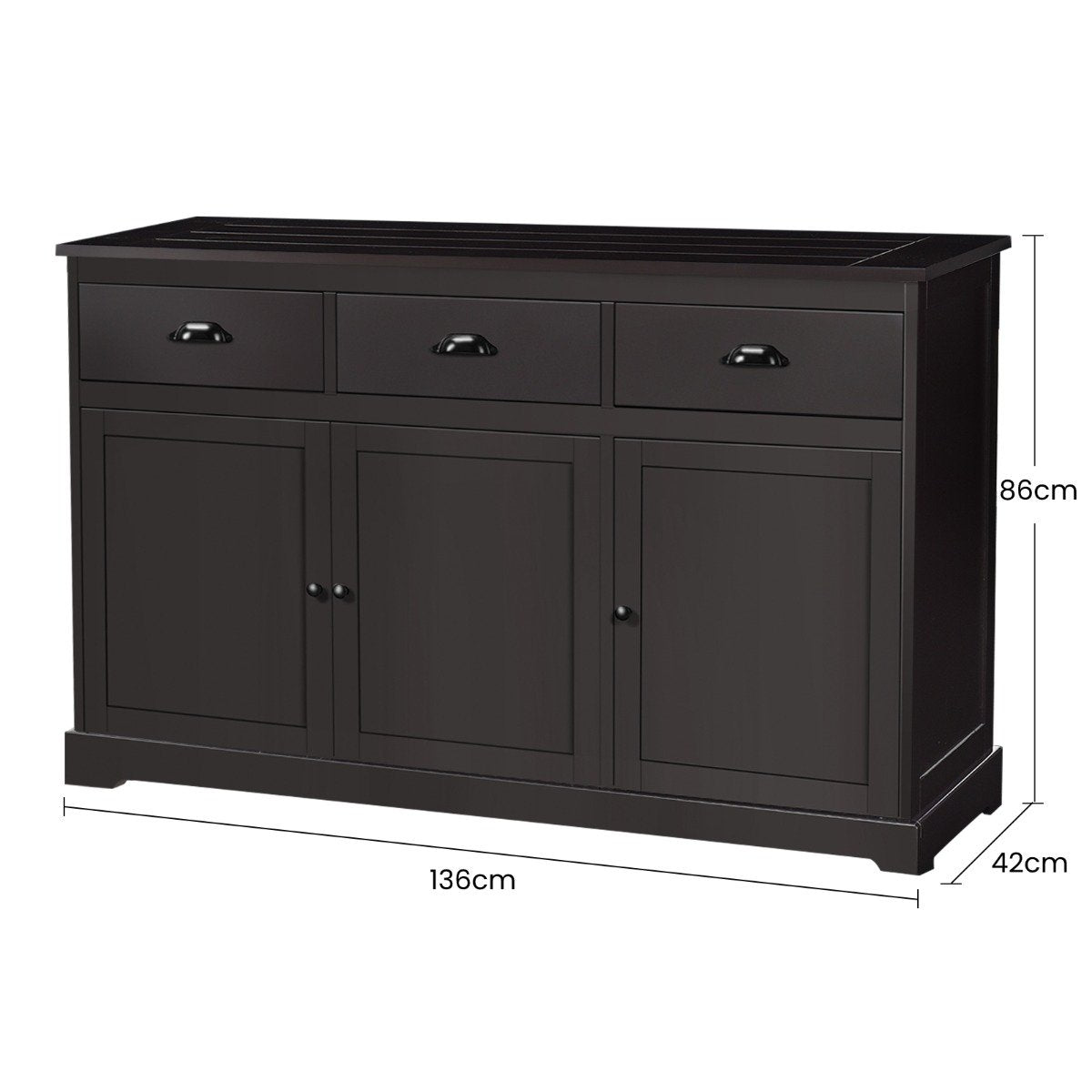 Buffet Sideboard with Cabinets Drawers and Adjustable Shelf-Brown