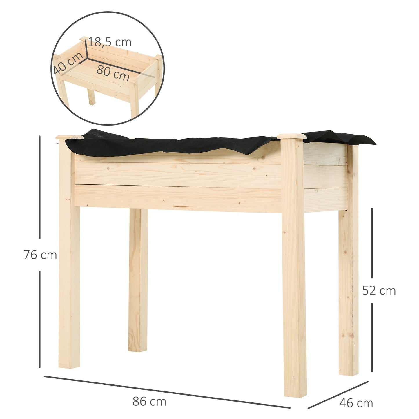 Outsunny Garden Wooden Planters_ Rectangular Raised Bed,Flower Box, Fir Wood Indoor/Outdoor, Oak Tone, 86L x 46W x 76Hcm