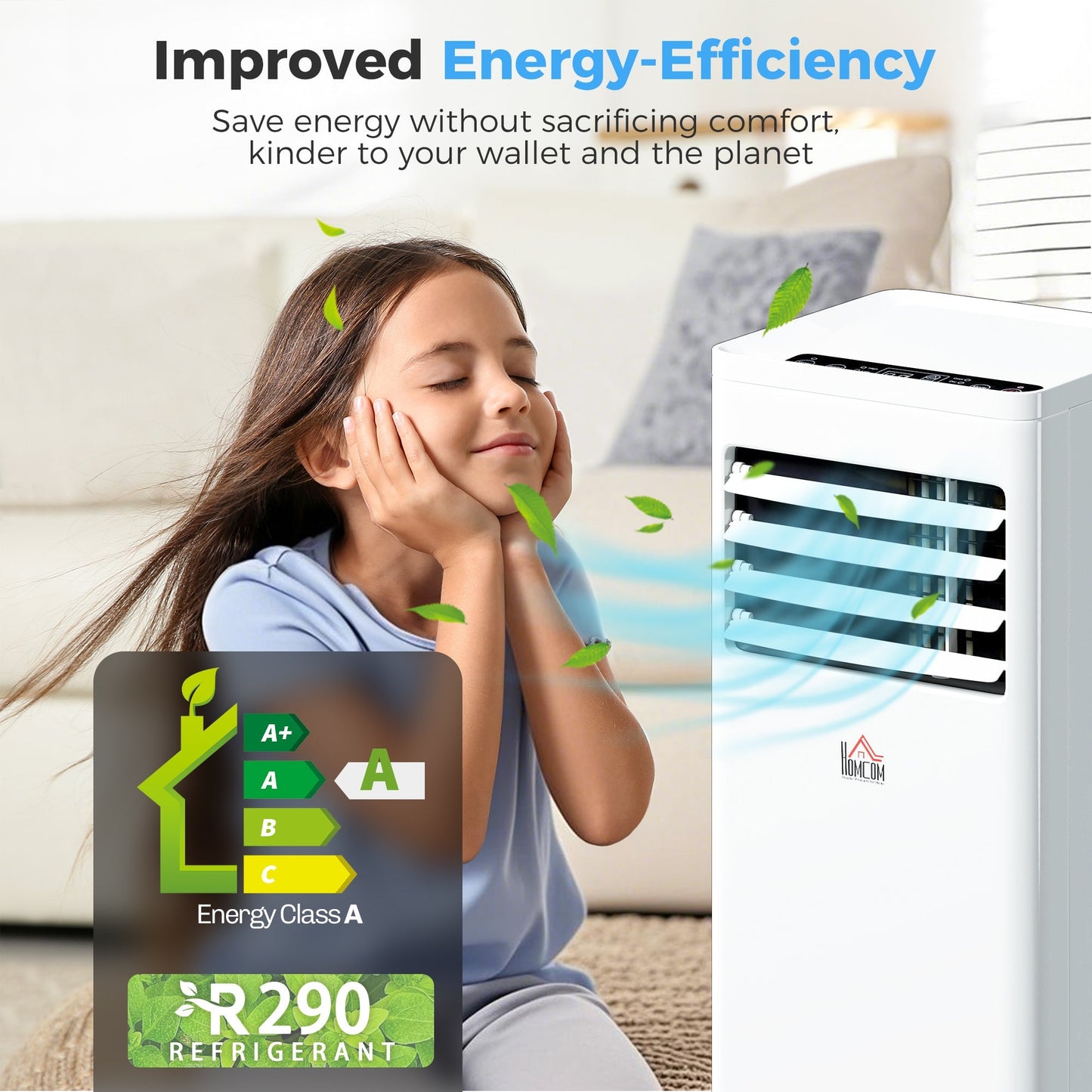 HOMCOM Portable Air Conditioner 9000 BTU, Air Conditioning Unit with Digital Display for Room up to 28m2