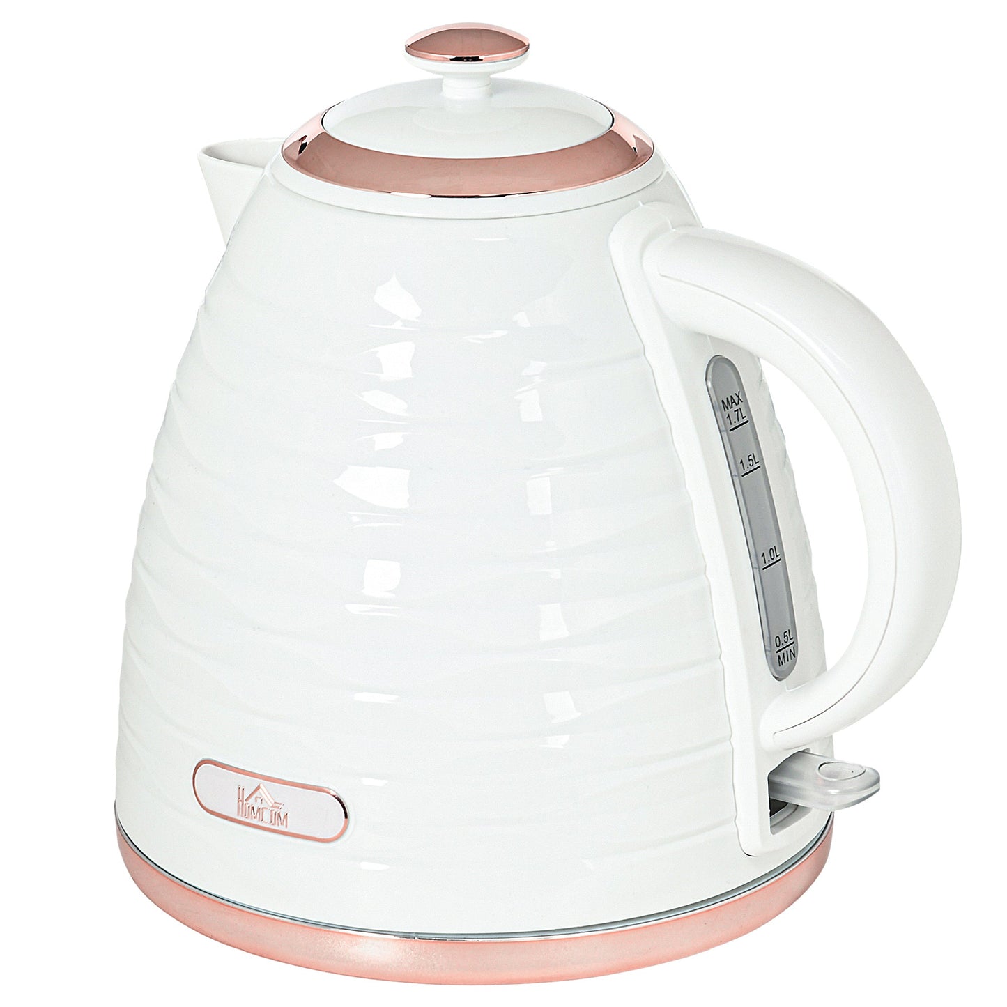 HOMCOM Electric Kettle, 1.7L, Fast Boil, 3kW Water Kettle with Removable Washable Anti-scale Filter, Auto Shut-off, 360¡ Swivel, BPA Free, Cream White Water Ripple Texture