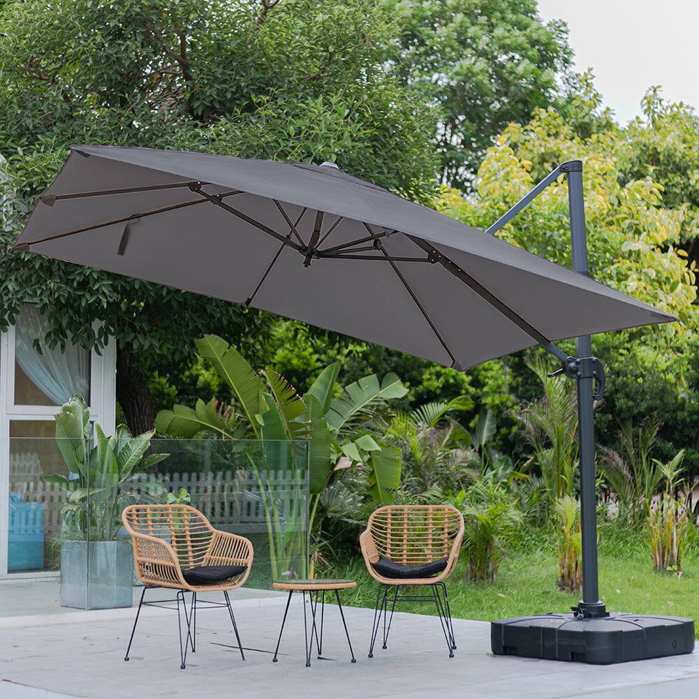 Jasnoszary 3 x 3 m kwadratowy parasol wspornikowy do ogrodu i na patio