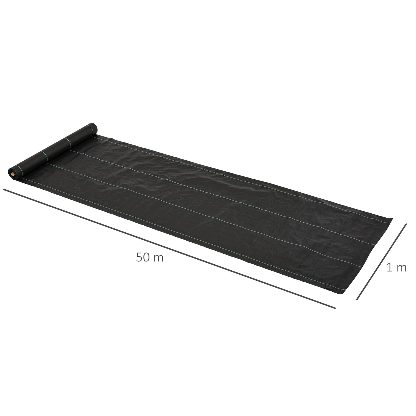 Outsunny 1m x 50m Weed Control Membrane, wytrzymała tkanina barierowa do zwalczania chwastów, 90gsm okrywa gruntowa na patio, do ogrodu, klombów, do kształtowania krajobrazu
