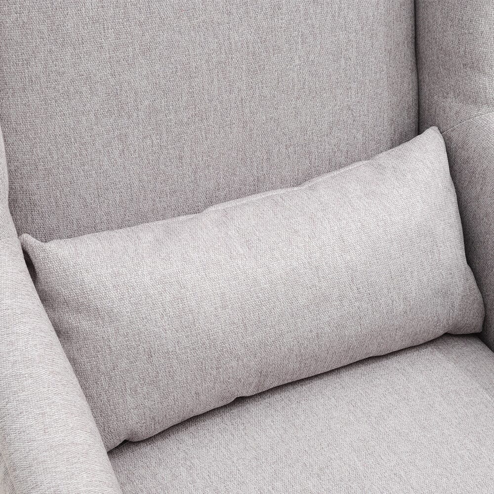 Grey Burlap High Back Studded Armchair with Cushion