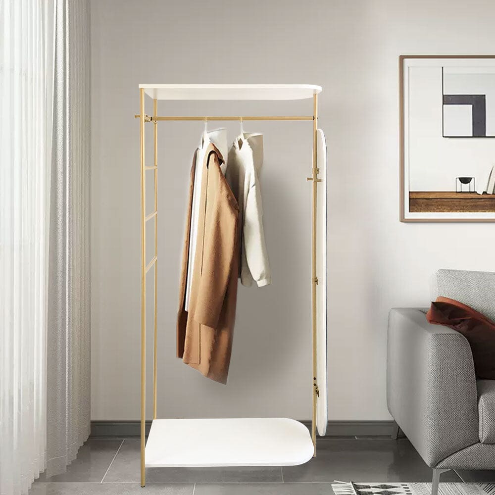 Modern Metal Clothes Rail with Mirror