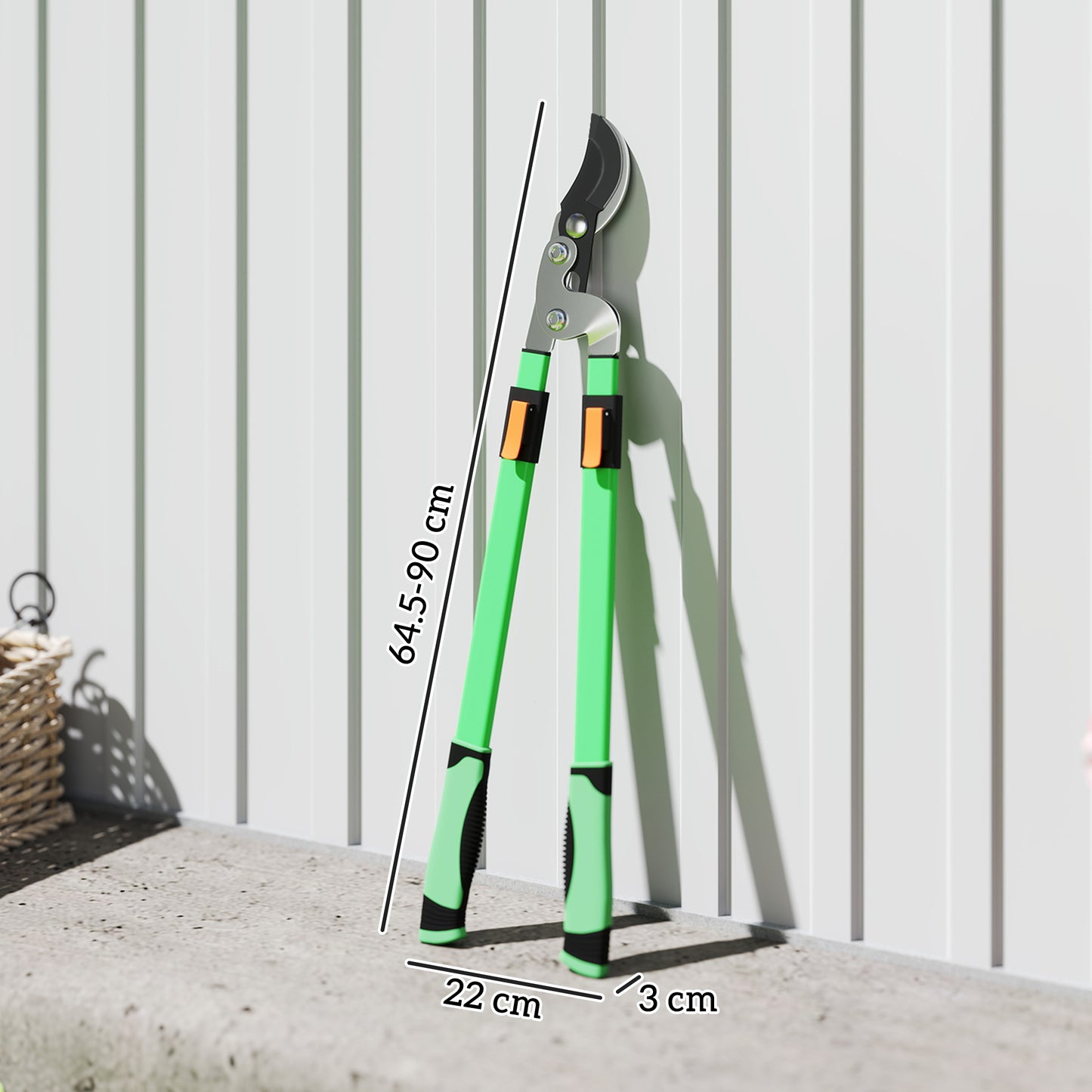 Outsunny Telescopic Loppers 64,5-90 cm, rozciągliwe nożyce ogrodowe Heavy Duty ze stalowym ostrzem i regulowanymi uchwytami, przycinarka do gałęzi drzew, krzewów, krzewów zielonych