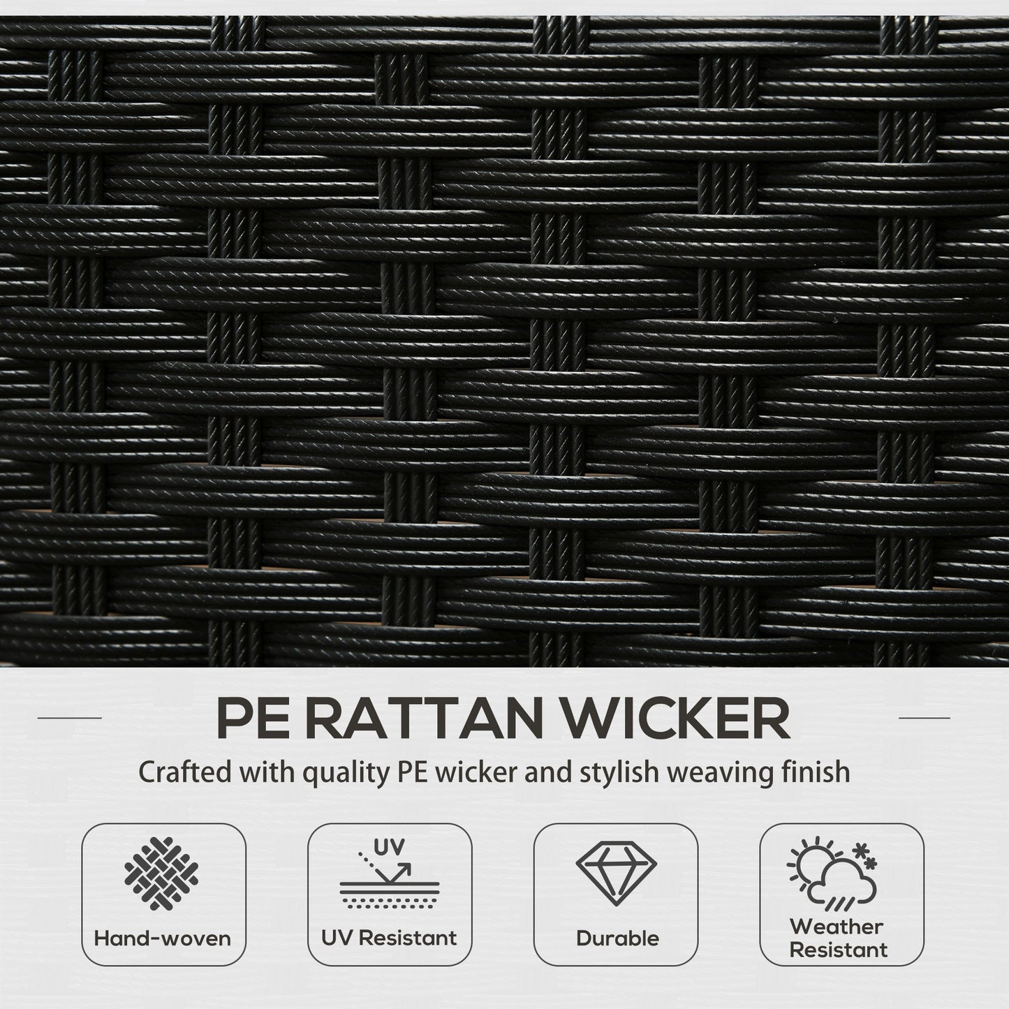 Zestaw mebli ogrodowych Outsunny 5 Seater Rattan, 2 fotele, 3-osobowa sofa wiklinowa, 2 podnóżki i szklany stolik, 6-częściowy zestaw mebli ogrodowych z rattanu z poduszkami do ogrodu zimowego, biały