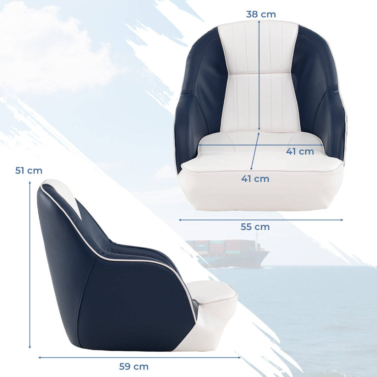 Captain Bucket Seat with Thick Sponge Padding-Blue