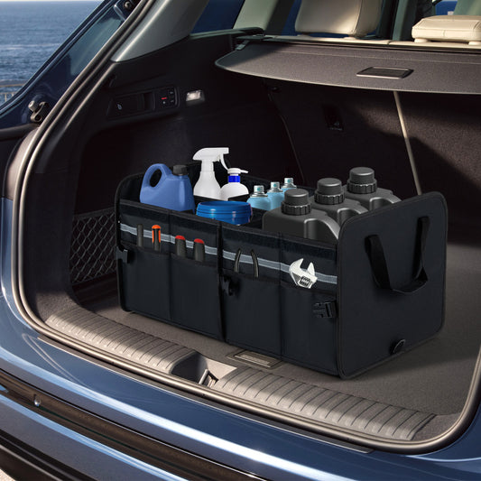Car Trunk Organizer with Leakproof Cooler Bag and Adjustable Securing Straps-Black