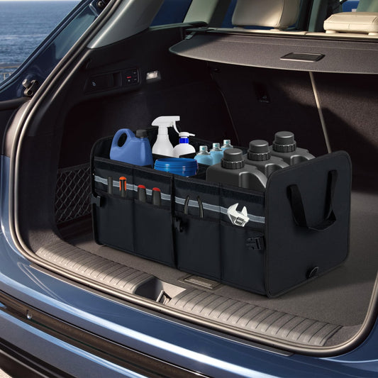 Car Trunk Organizer with Leakproof Cooler Bag and Adjustable Securing Straps-Black