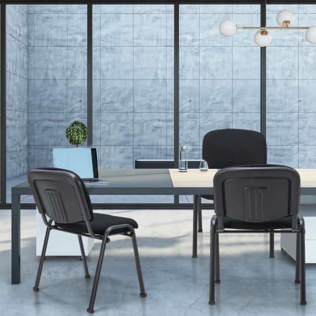 Office Chair with Metal Frame and Padded Cushions for Conference Room-Set of 2