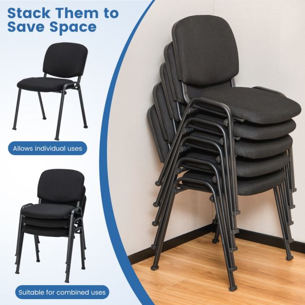 Office Chair with Metal Frame and Padded Cushions for Conference Room-Set of 2
