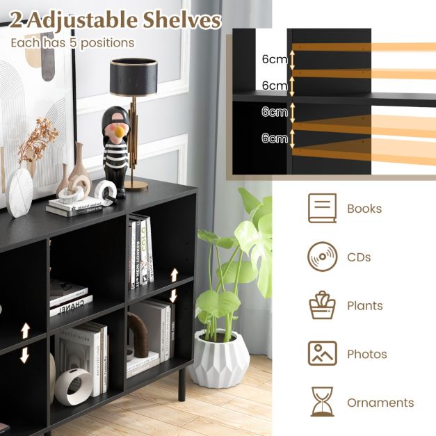 Open-Back Bookshelf with Drawer for Study-Black