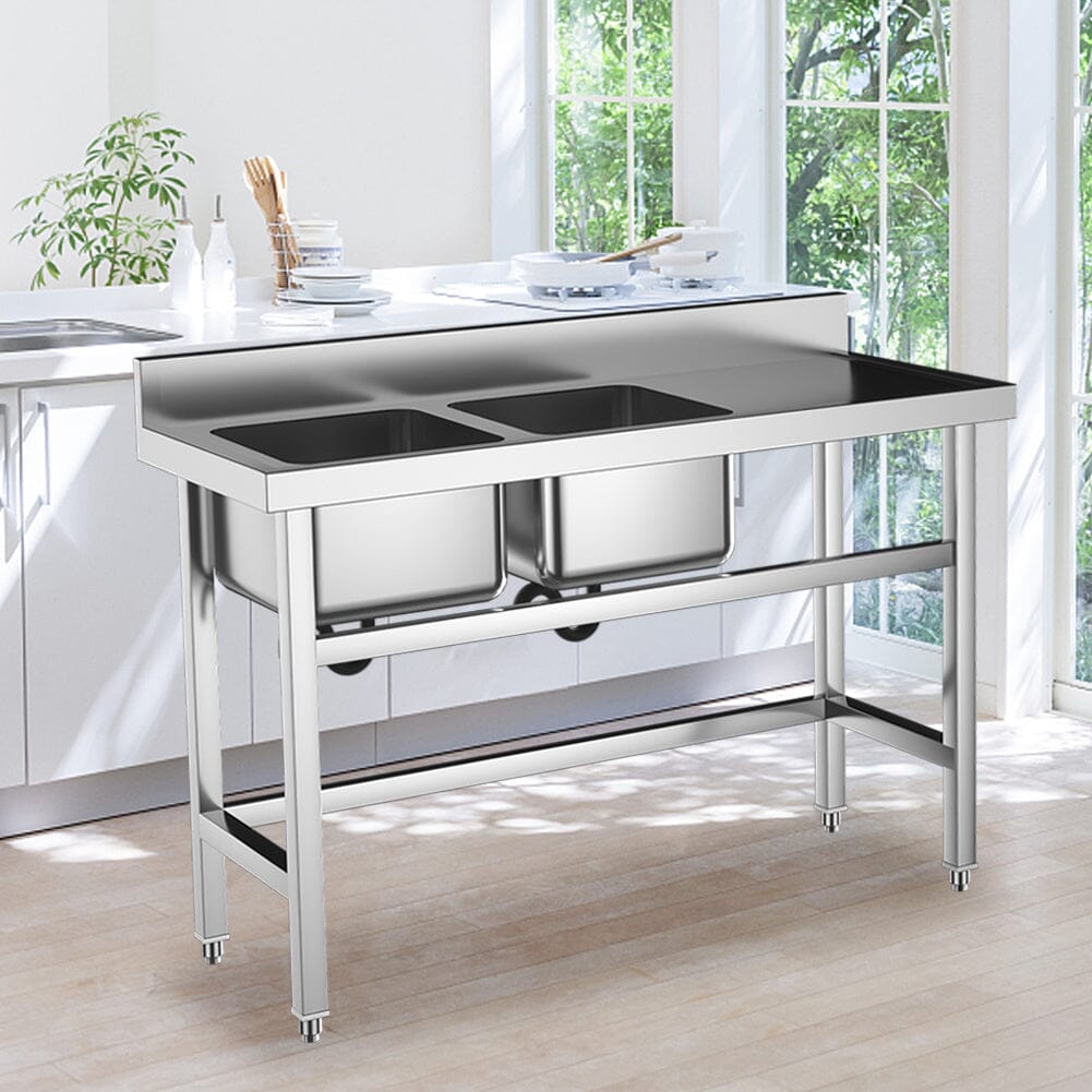 4ft Stainless Steel Kitchen Commercial 3-compartment Sink with Drainboard