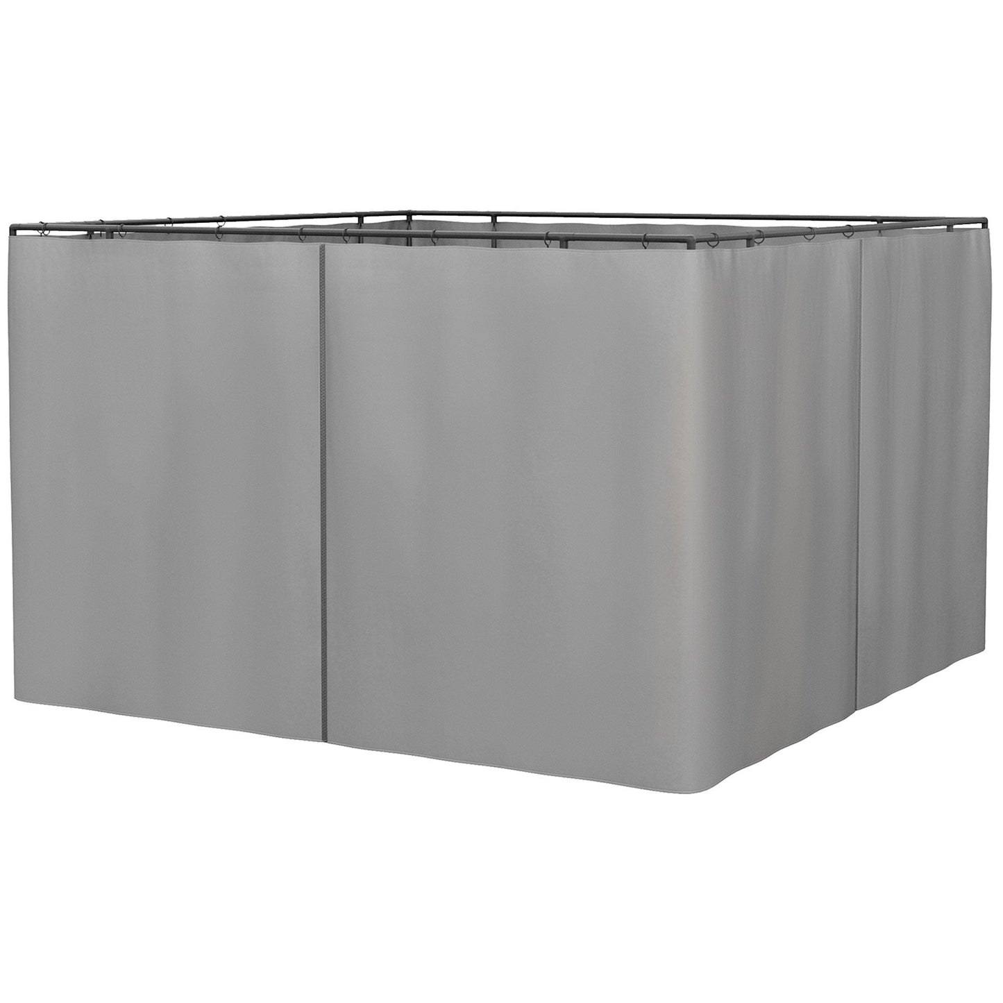 Outsunny Replacement Gazebo Curtains, 4-Panel Gazebo Side Panels Only, for 3 x 3 (M) Gazebos or Pergolas, Hooks/C-Rings Included, Light Grey