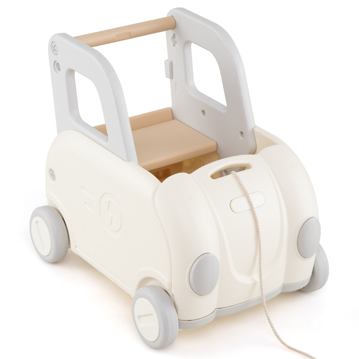 Children Push Walker Cart with Handle and Wheels-White