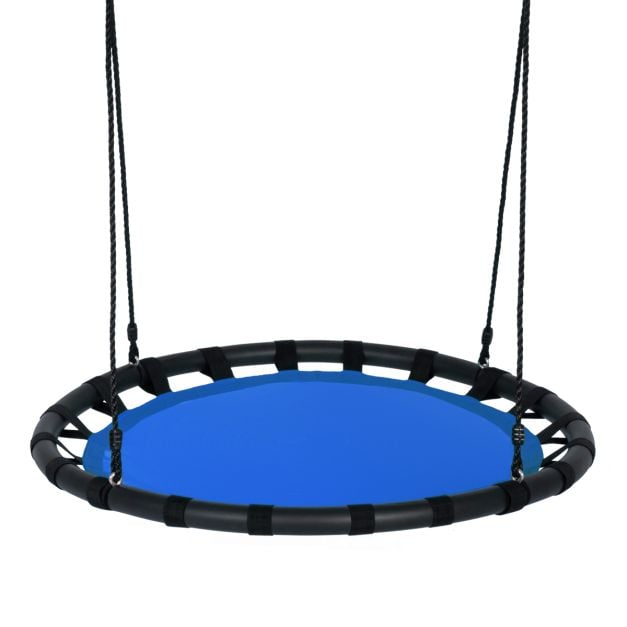 Saucer Round Tree Swing with Adjustable Heights for Kids & Adults-Blue
