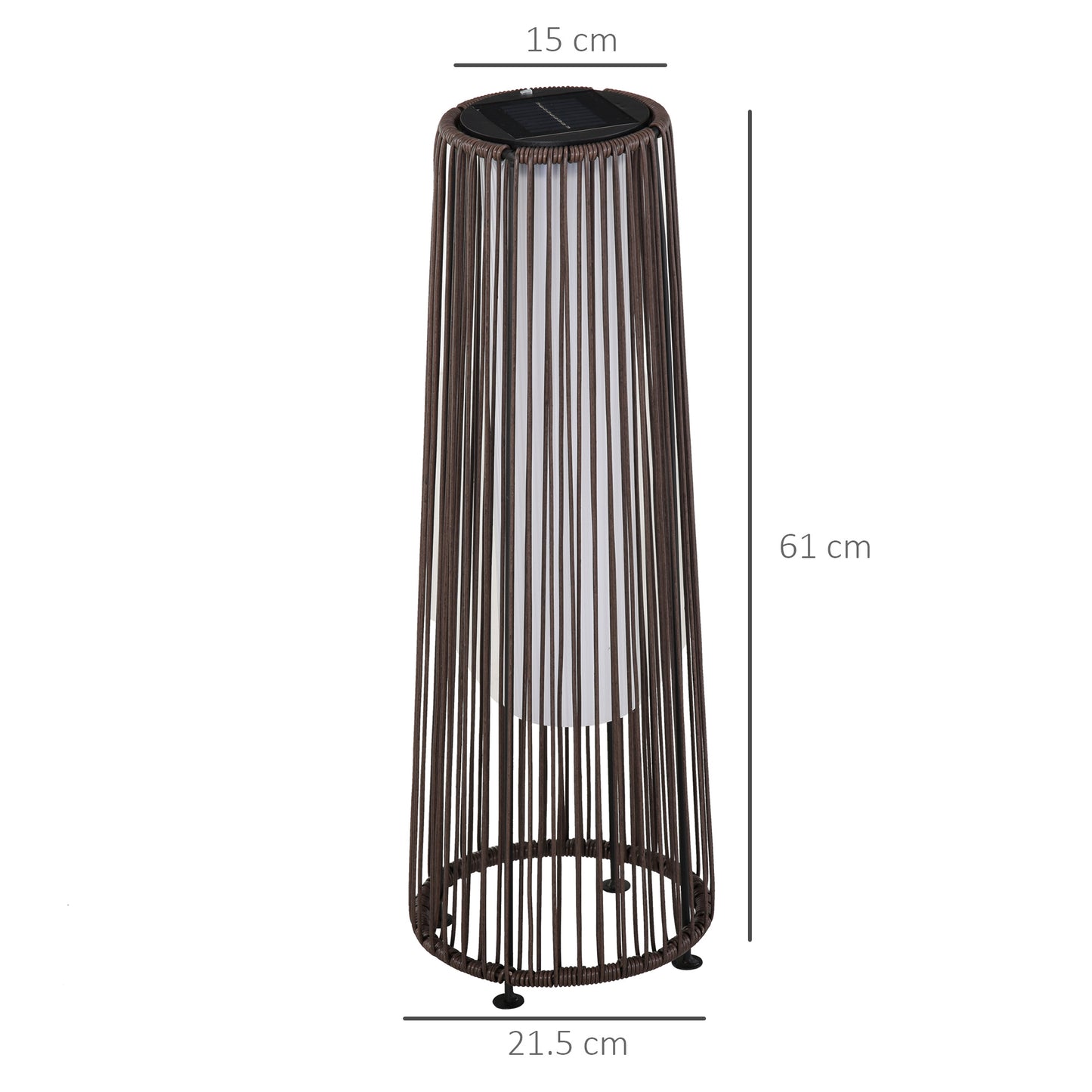 Outsunny Patio Garden PE Rattan Solar Lights Woven Resin Wicker Lantern Auto On/Off Solar Powered Lights for Porch, Yard, Lawn, Courtyard, Indoor & Outdoor Brown