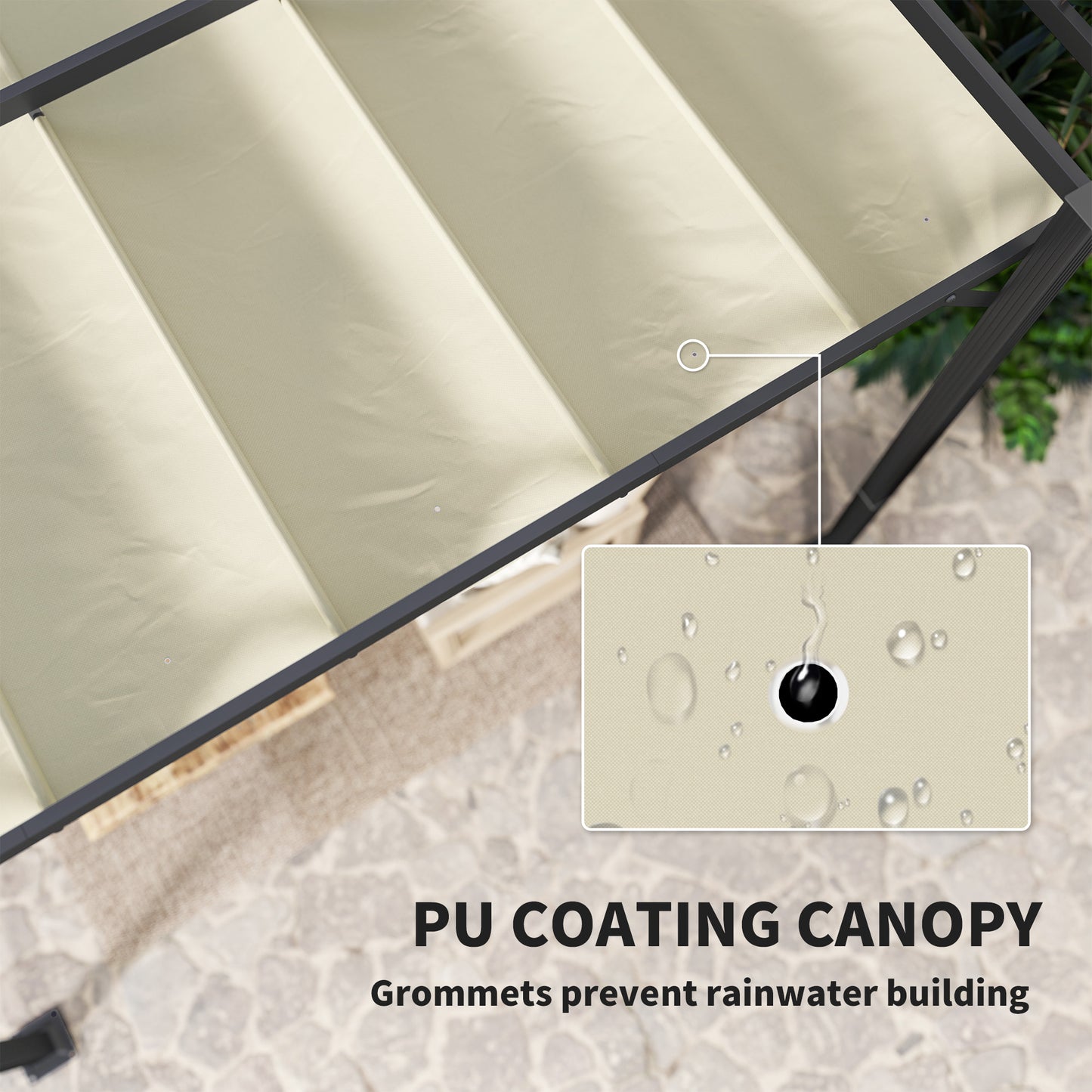 Outsunny 3 x 4m aluminiowa pergola z rozsuwanym dachem - szary/khaki