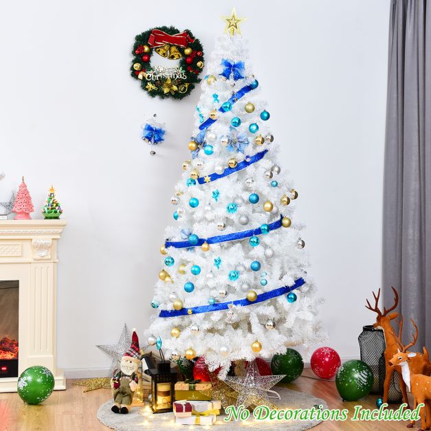 5/6/7/8 Feet White Artificial Christmas Tree with Metal Stand-8 ft