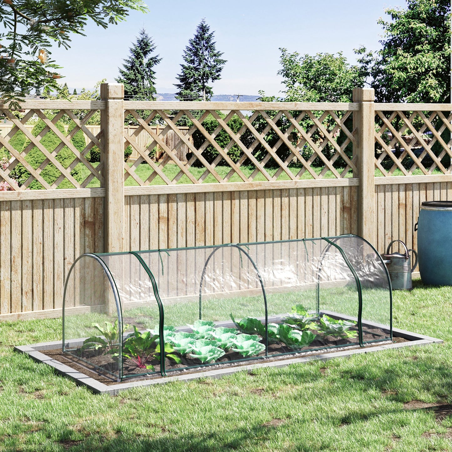 Outsunny Mini Greenhouse, mała szklarnia tunelowa z polietylenu z drzwiami na suwak, stalowa rama do ogrodu na patio, 250 x 100 x 80 cm, przezroczysta