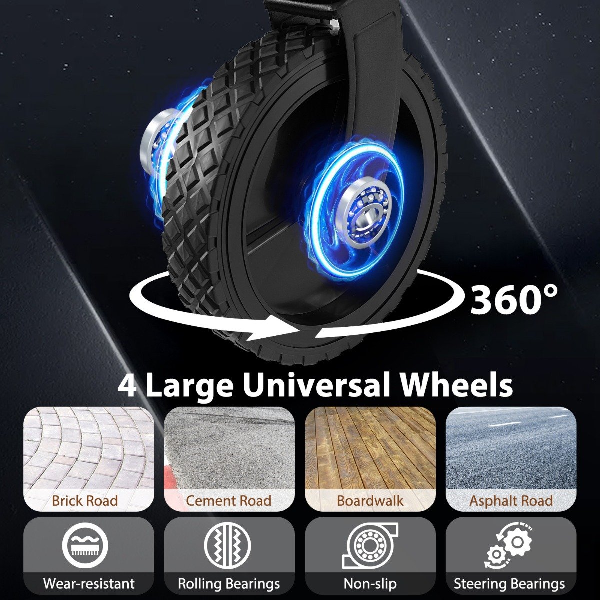 Collapsible Foldable Wagon Cart with Adjustable Handlebar-Grey