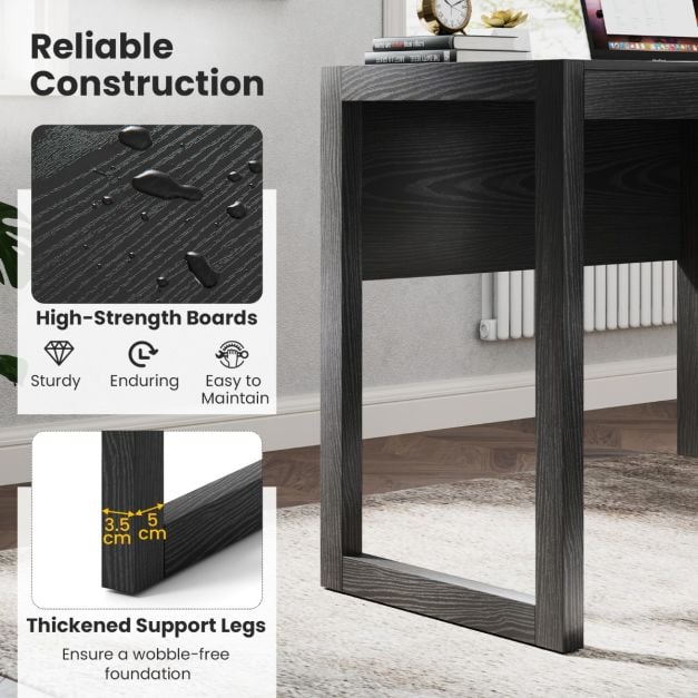 Modern Computer Desk Writing Workstation with Cabinet and Drawer-Black