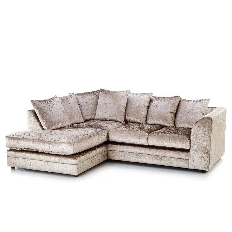 Narożna sofa Willa Arlo Crushed Velvet – srebrna, norka, czarna