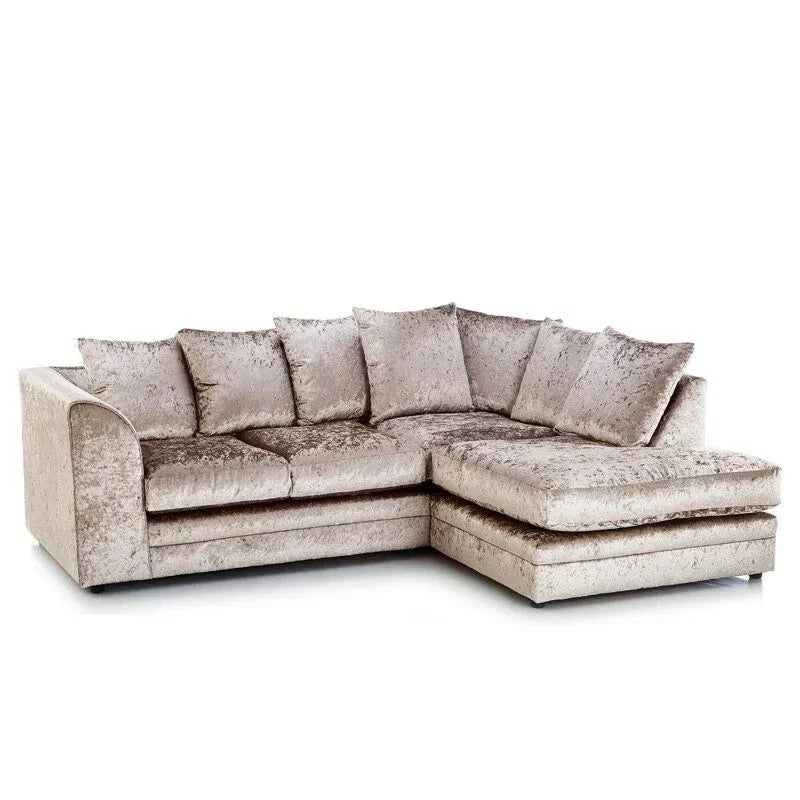 Narożna sofa Willa Arlo Crushed Velvet – srebrna, norka, czarna